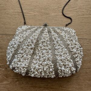 I.MAGNIN Pearl Beaded Evening Clutch Bag - Ivory